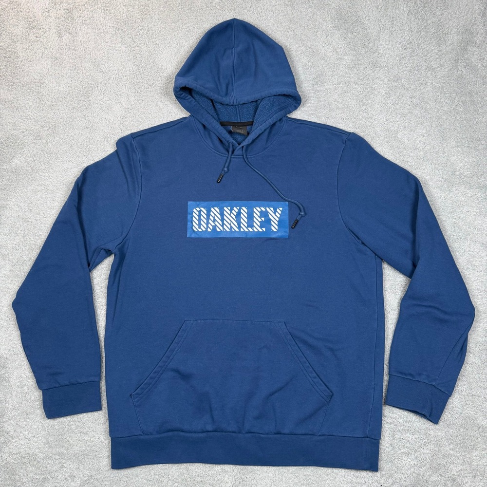 Oakley Mens XXL Blue Custom Fit‎ Pullover Hoodie Graphic Logo Sweatshirt